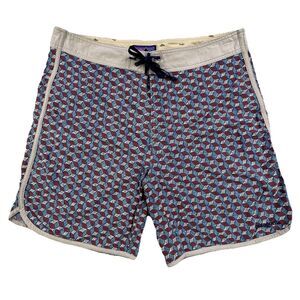 Patagonia Board Shorts Men 34 x 8 Geometric Surf Swim Stretch Wavefarer Gorpcore